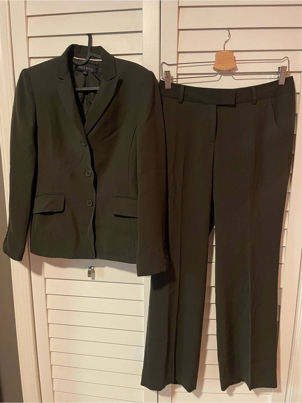 Anne Klein 2 Petite Gray Women's Blazer Jacket Pant Trouser Suit EUC